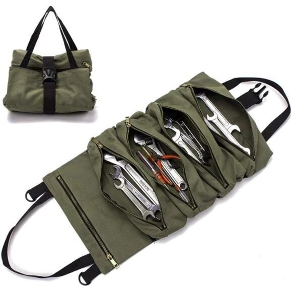 Super Roll Tool Roll,Multi-Purpose Roll Up Tool Bag, Wrench Roll,Canvas Tool - Picture 3 of 7